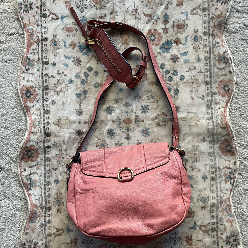 Chloe Coral Pink Elsie Grained Leather Crossbody Bag - Picture 3 of 11
